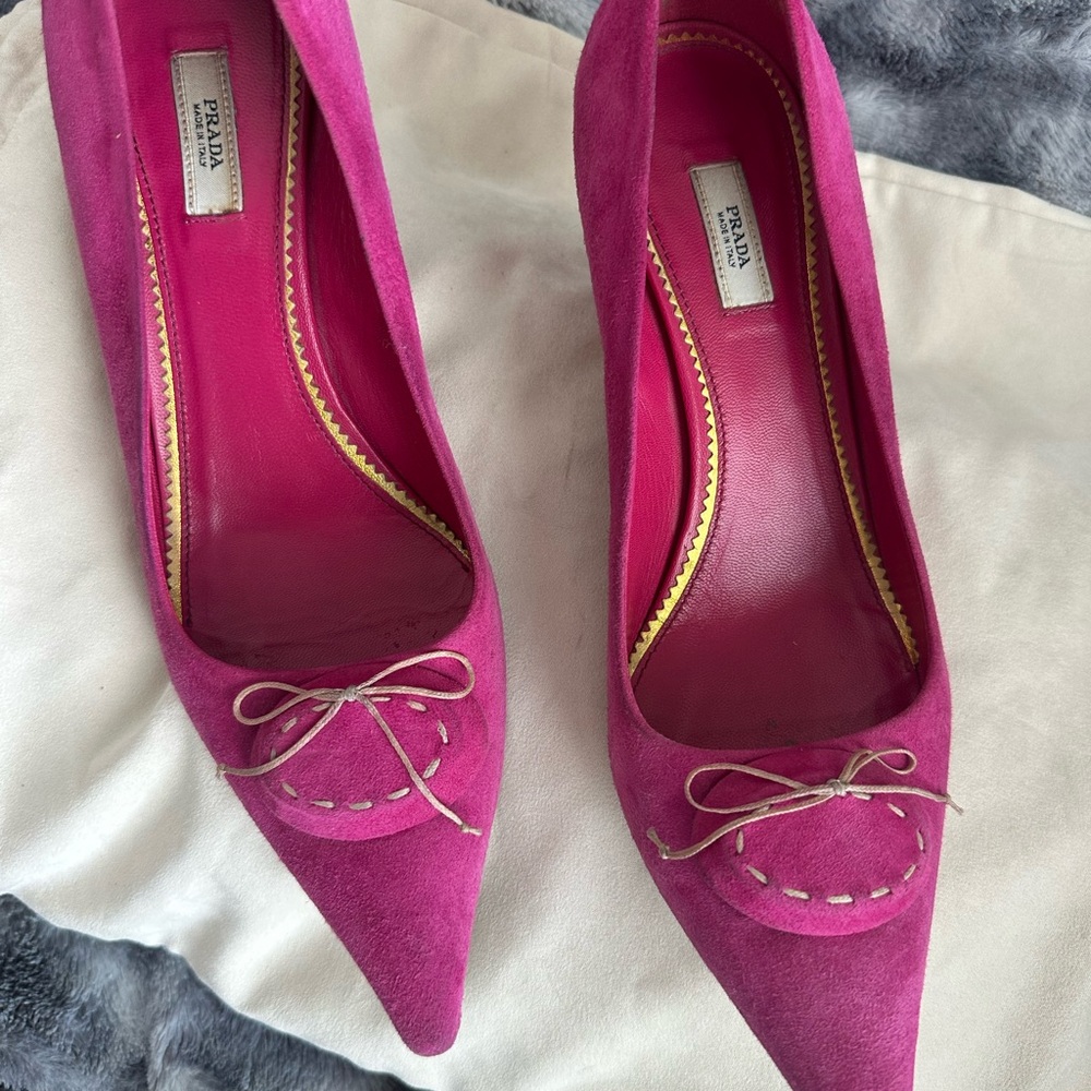 Prada Women's Fuchsia Suede Heels